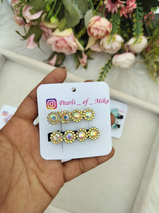 Crystal Floral Alligator Clip - 1 pair