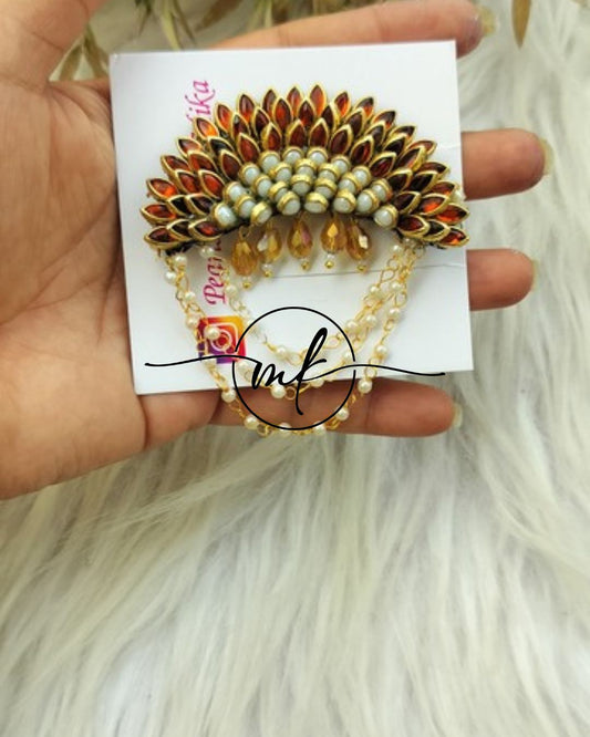 Rusty Orange White Sunflower Hair Brooch