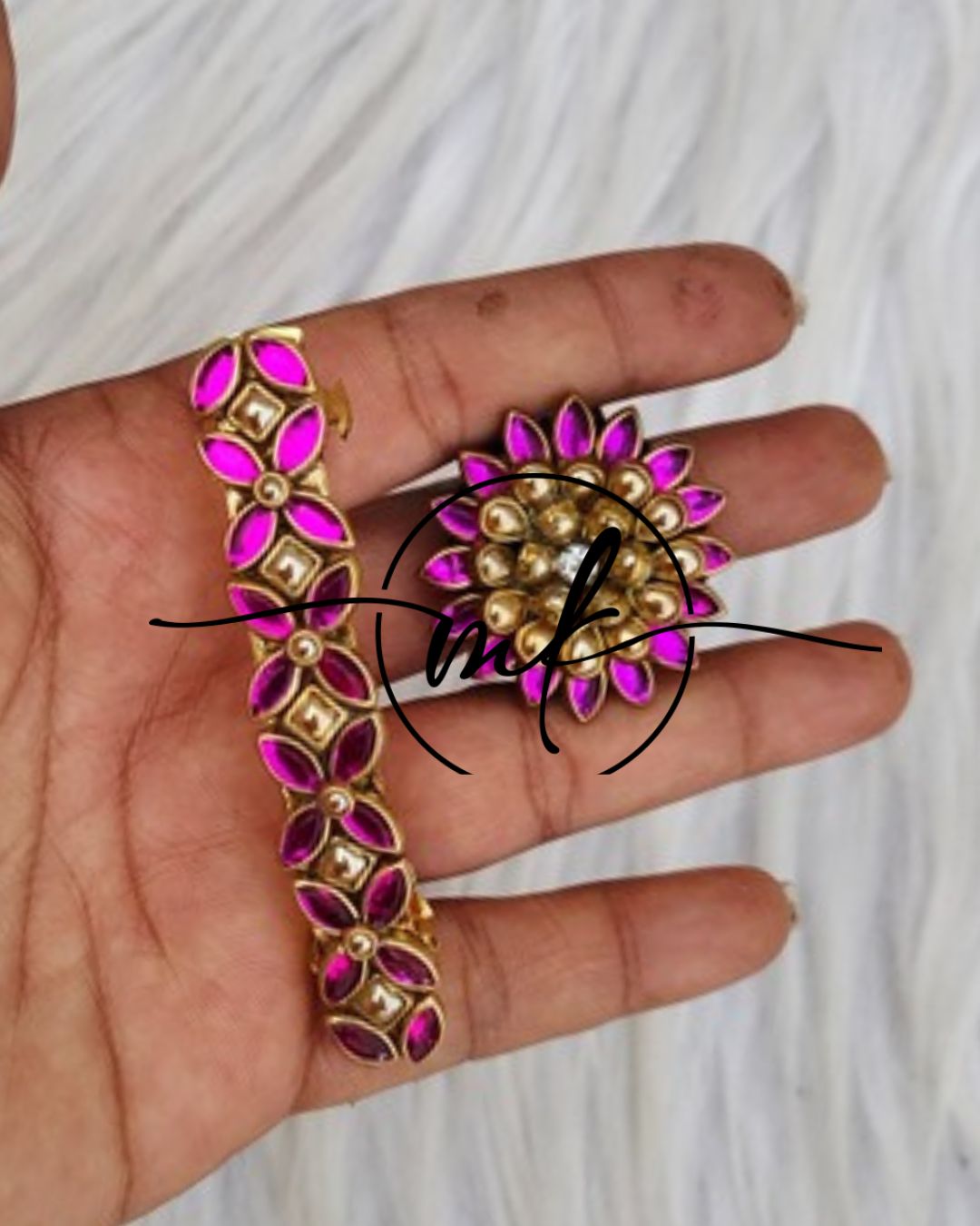 Kundan Hair Brooch/Hair ties/Centre clip- Combo