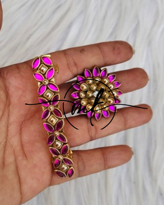 Kundan Hair Brooch/Hair ties/Centre clip- Combo
