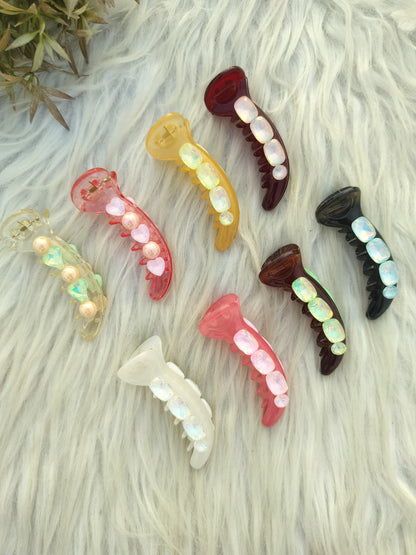 Premium Crystal Banana clips- Mid Size - V type