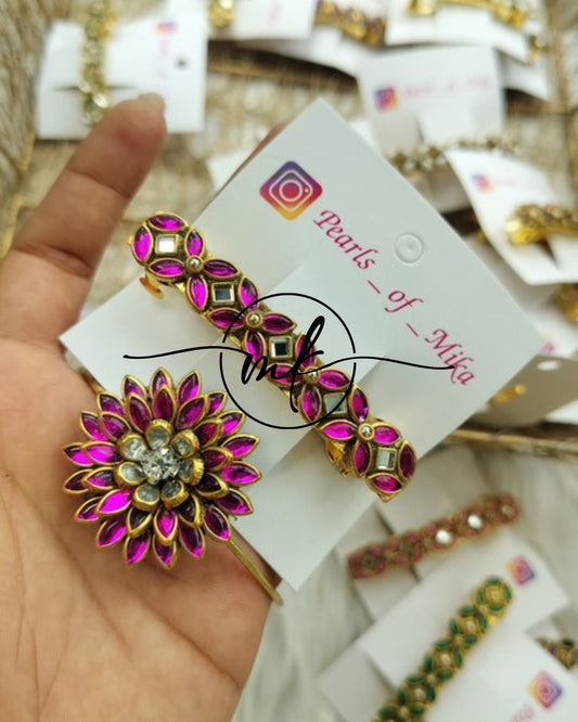 Kundan Hair Brooch/Hair ties/Centre clip- Combo