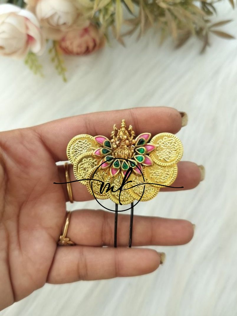 Kiya pink Green Flower Hair Brooch
