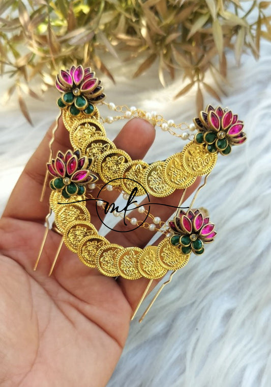 Cora Pink Gloss Lotus Hair Brooch