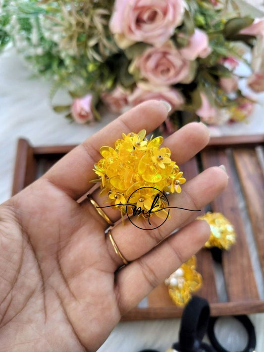 Yellow crystal embroidered Hair Brooch