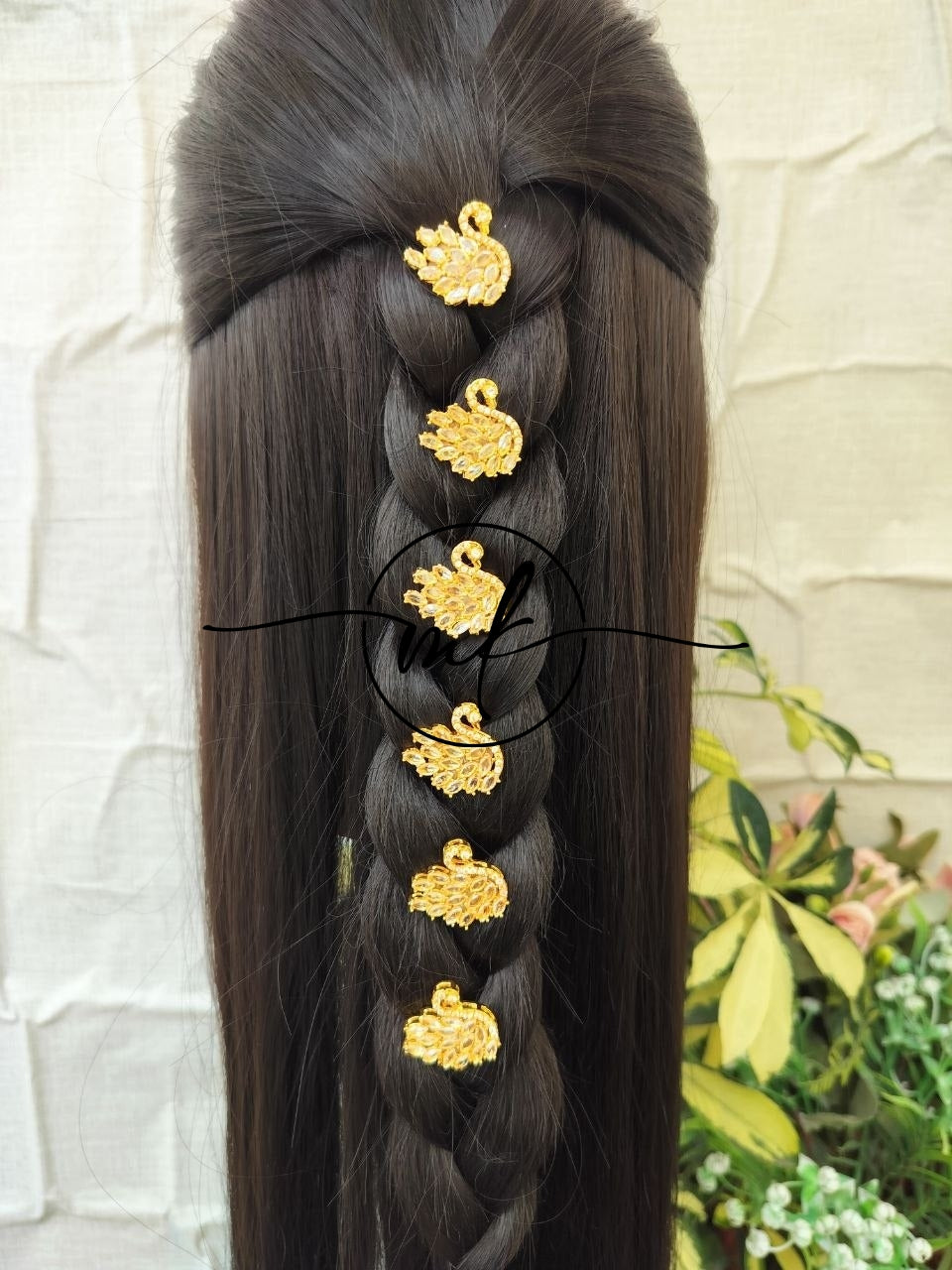 Crystal swan Hair hook