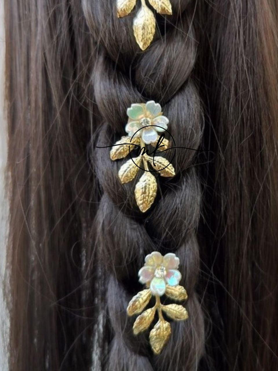 NEO05 Novuelle Contemporary Golden Leaf*Floral Hair hook