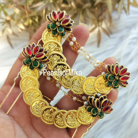 Cora Red Gloss Flower Hair Brooch