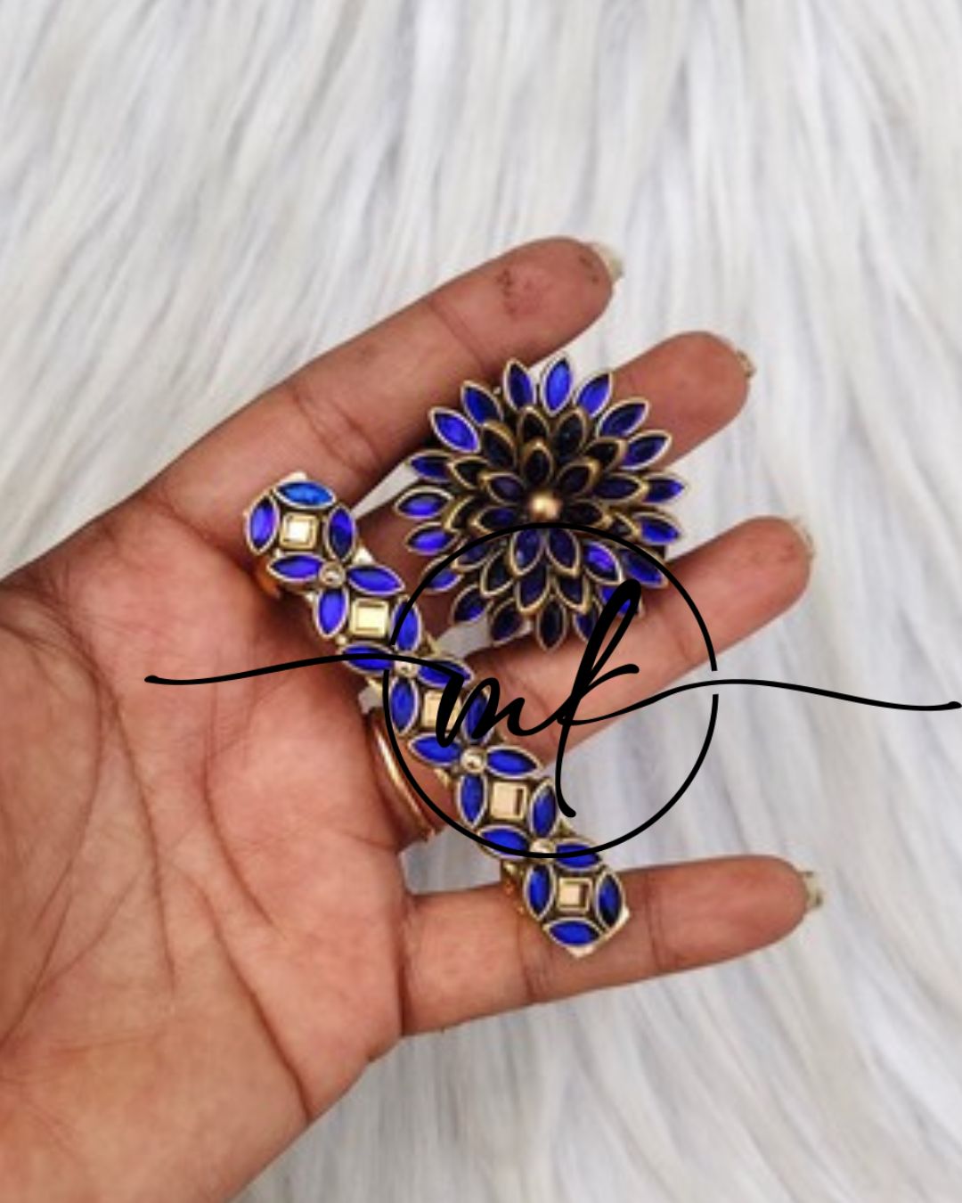 Kundan Hair Brooch/Hair ties/Centre clip- Combo