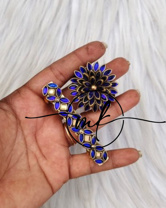 Kundan Hair Brooch/Hair ties/Centre clip- Combo