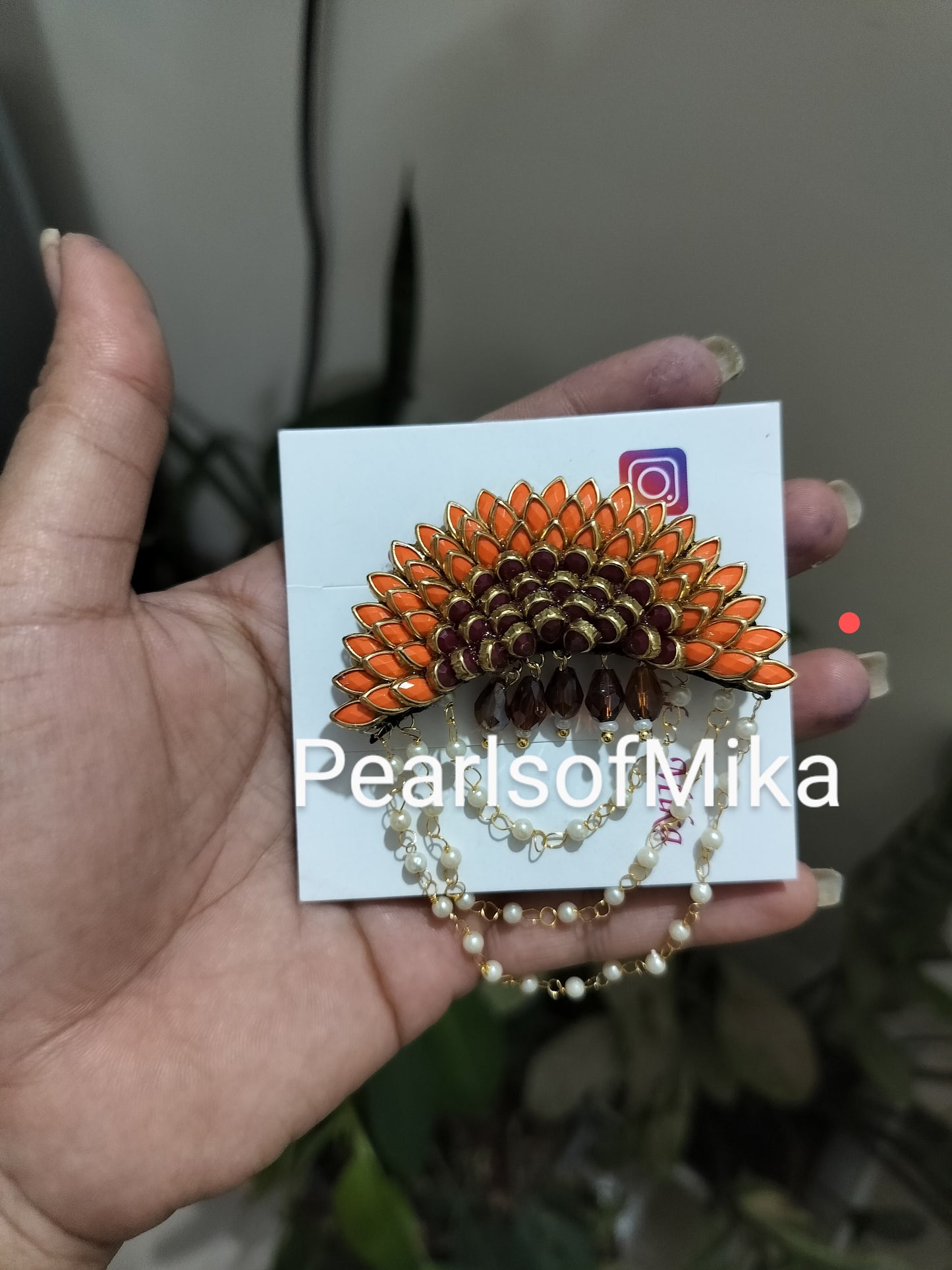 Orange Brown Sunflower Hair Brooch