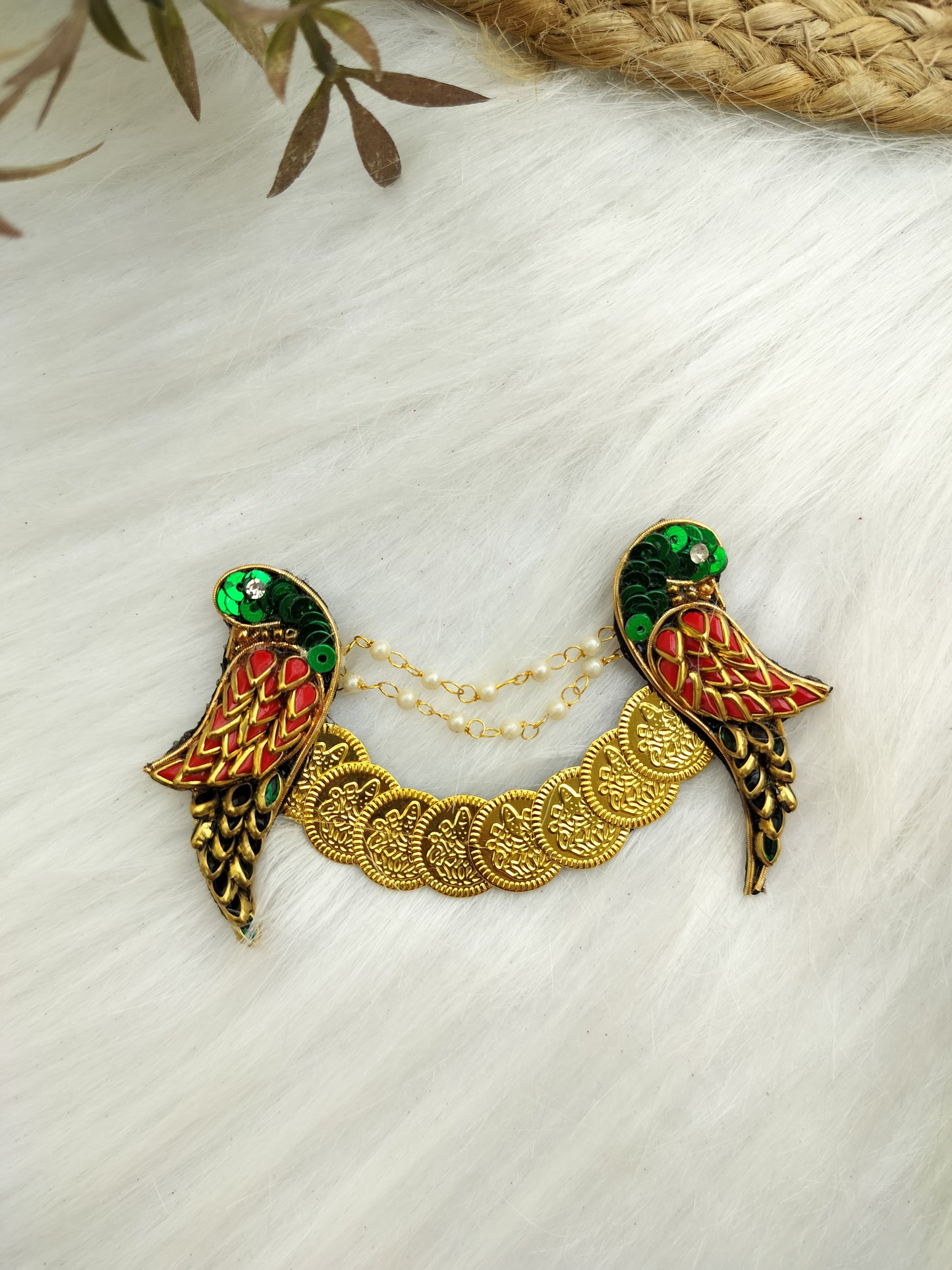 Cora KILLIE - Hair Brooch - RED GREEN parrot