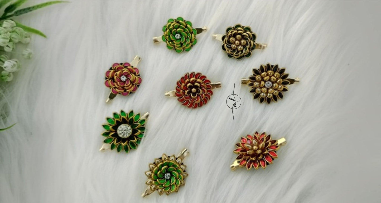 Floral Kundan Saree pin