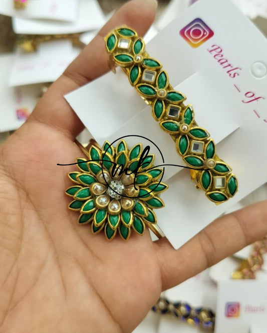 Kundan Hair Brooch/Hair ties/Centre clip- Combo
