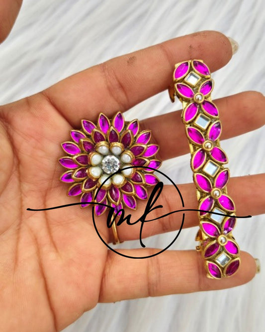 Kundan Hair Brooch/Hair ties/Centre clip- Combo