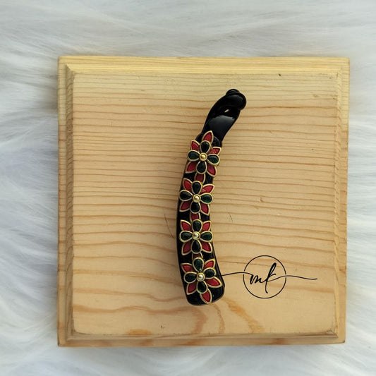 Red Green flower Banana clip - Lock type