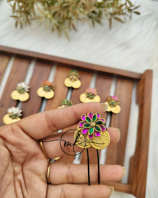 CIKA Pink Green Flower -Hair hooks/Hair Brooch -1 piece
