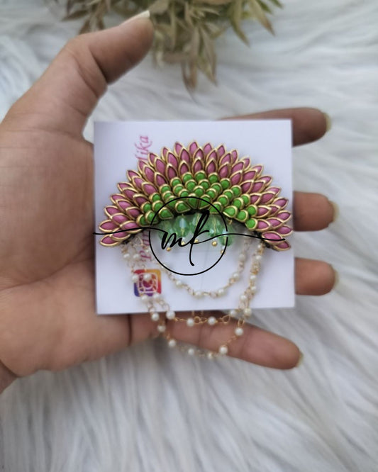 Light pink Light Green Sunflower Hair Brooch