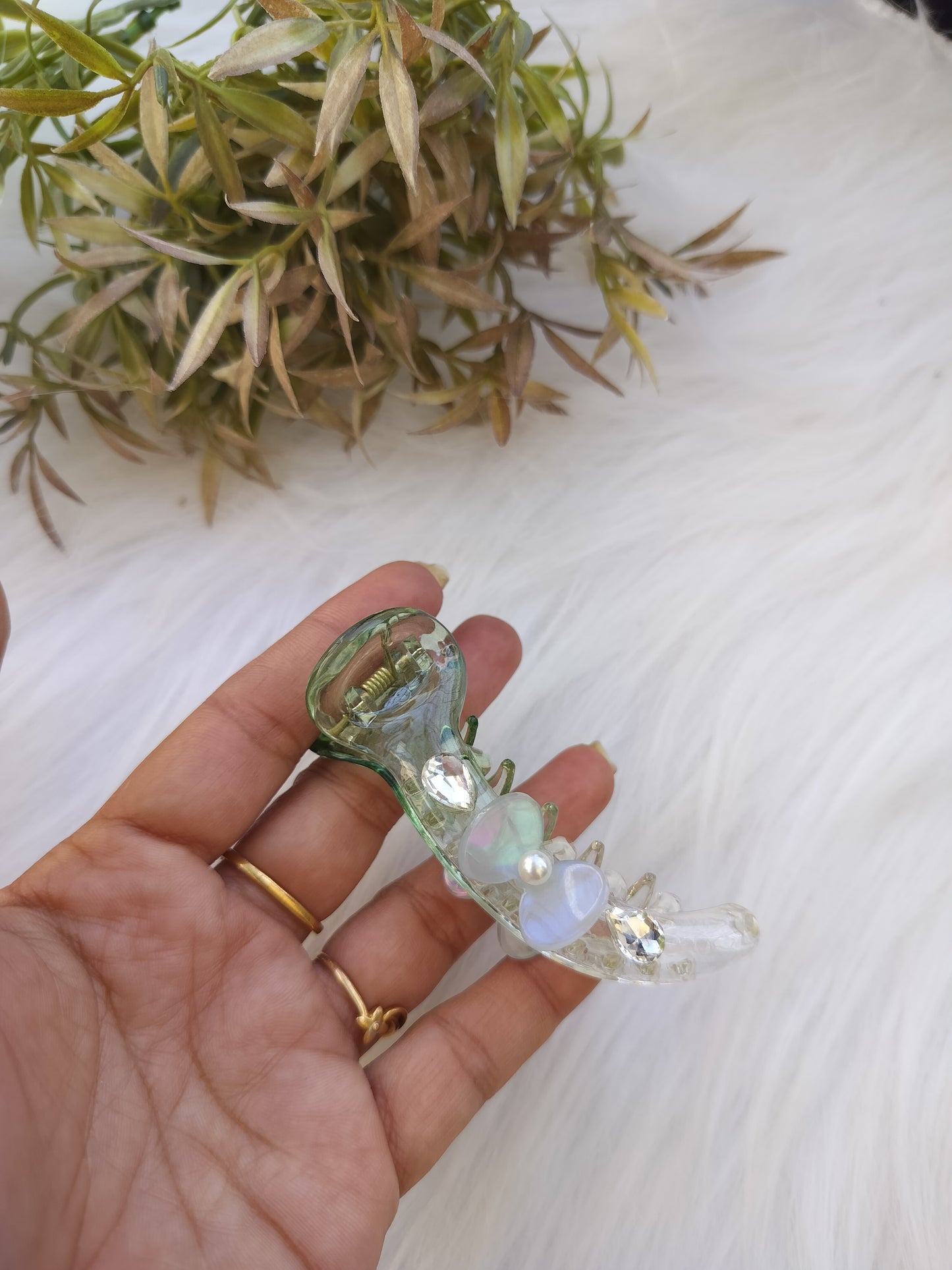 Green bow premium Banana clip - V type