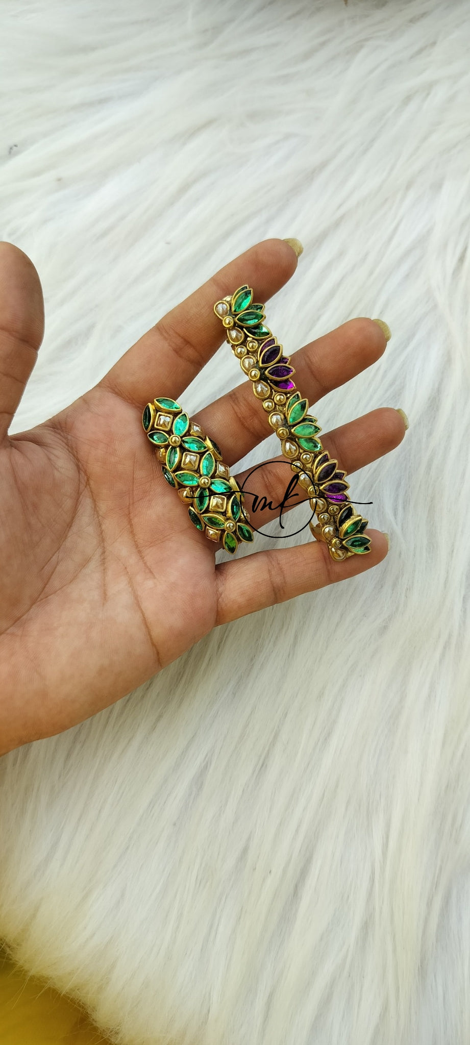 Light green Purple Saree pink + centre clip Combo