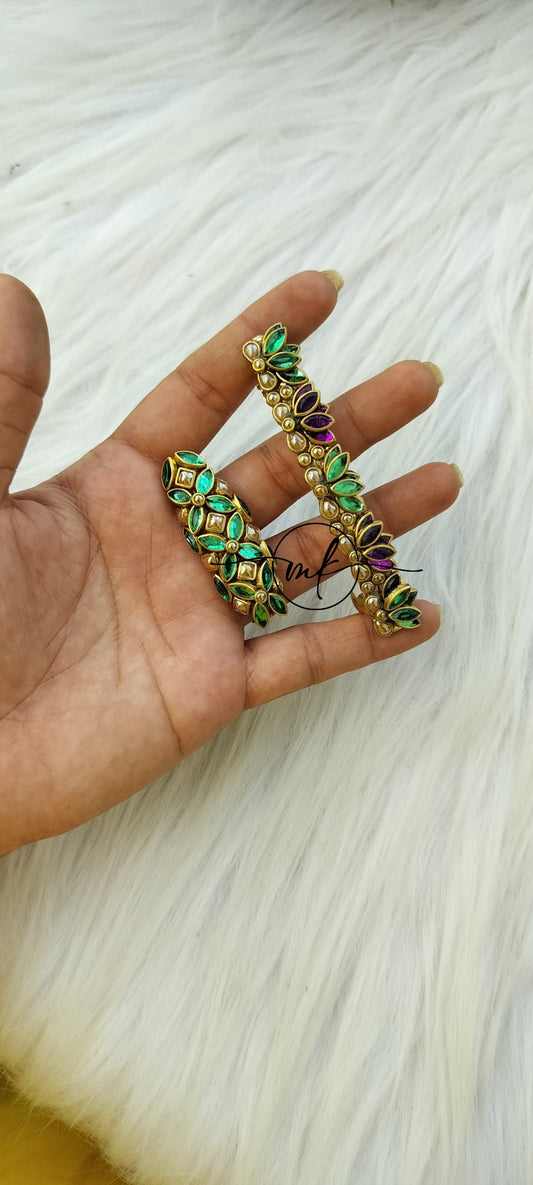 Light green Purple Saree pink + centre clip Combo