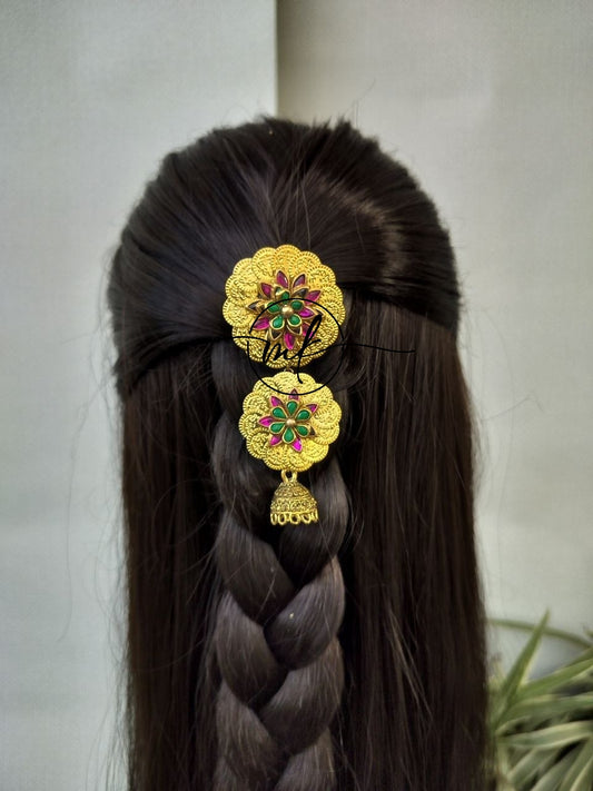 Laya Pink Green Hair Brooch