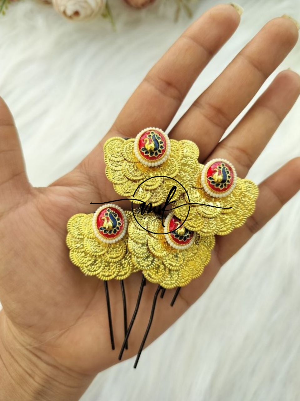 Coin Peacock charm Hair braid Brooch - set of 5 pieces