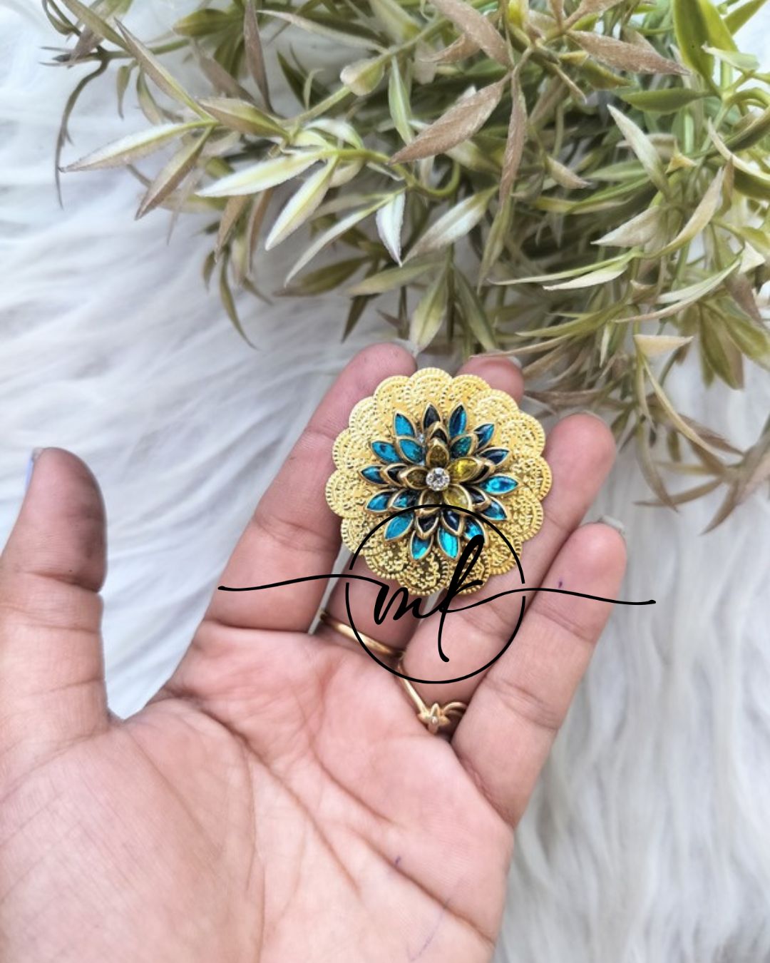 Coin Blue Hair Ties/Hair Brooch
