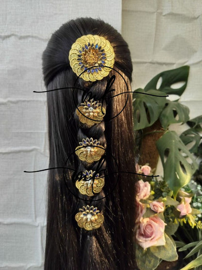 CIMA Blue Lotus Hair Braid Brooch - Set of 5 piece Combo