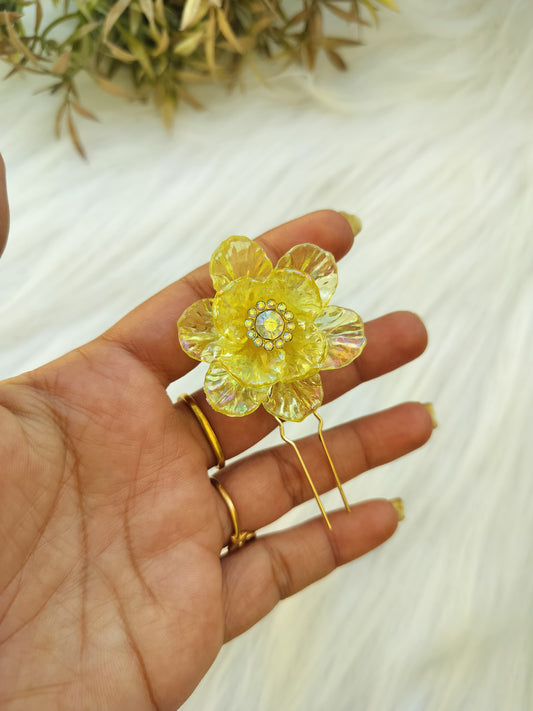 Light Yellow Shea Floral Hair Brooch/ Hair ties