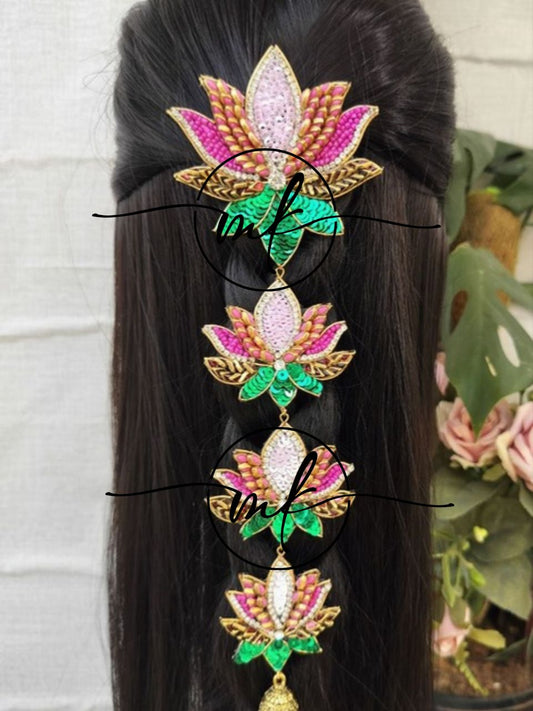 Pink Lotus Hair Braid Brooch