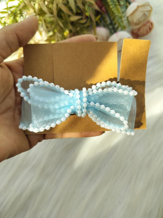 Blue pearl Bow Baby Head band