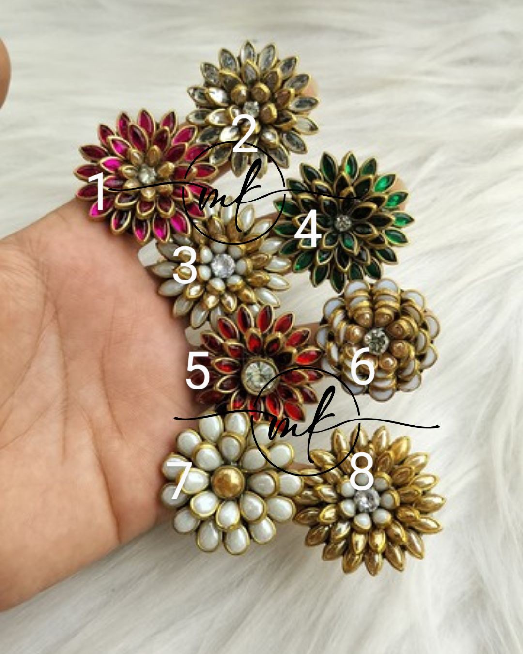 Colourful Flower kundan Hair Ties