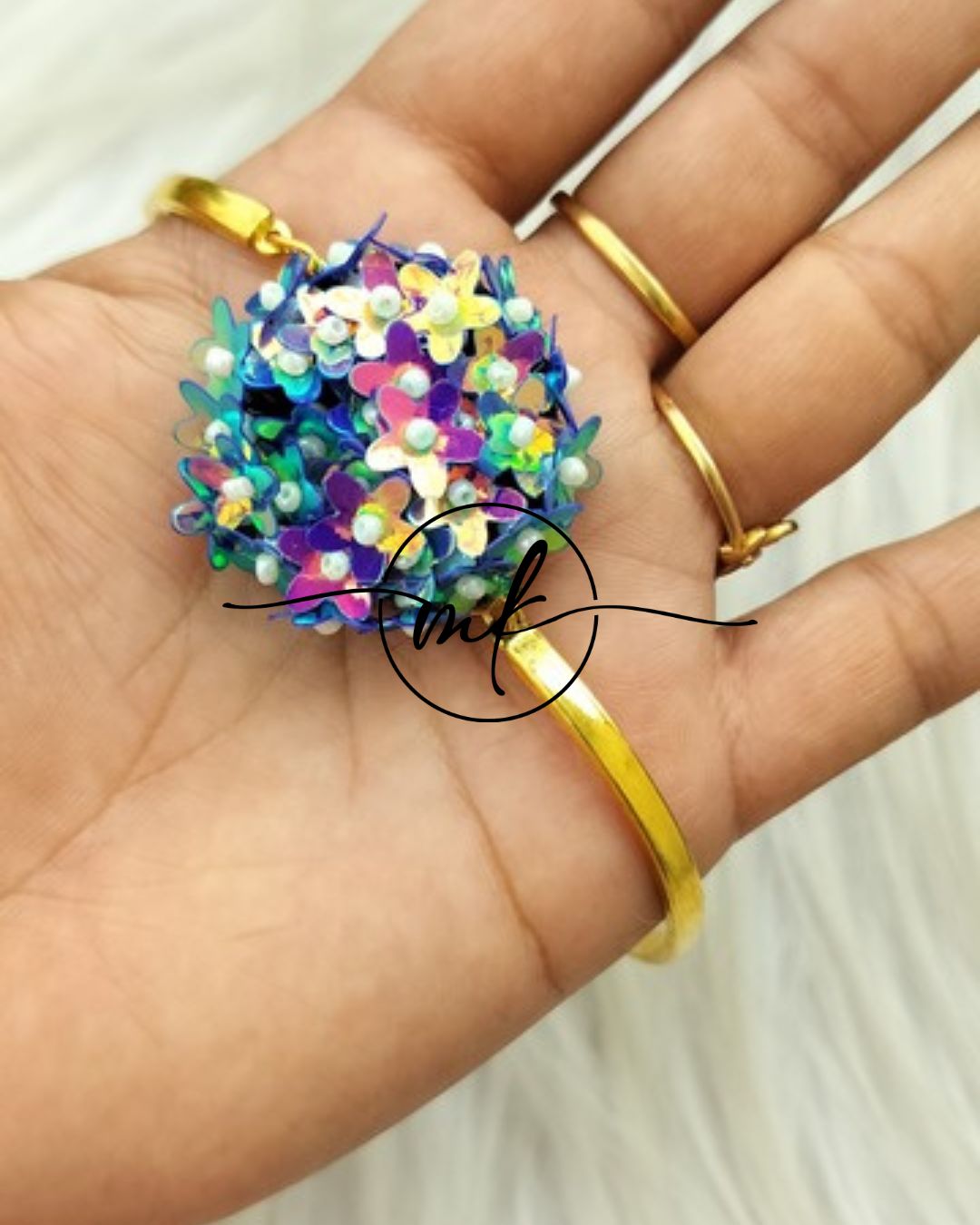 Blue Premium Embroidered Hair Brooch/Hair Ties/Bracelet
