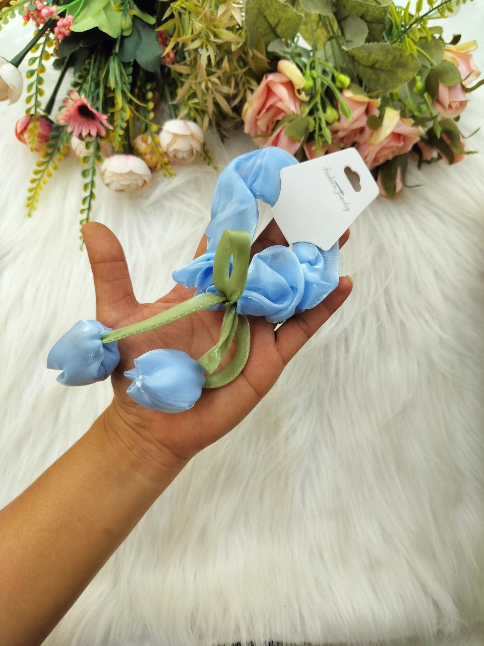 Blue Tulip Scrunchie