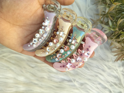Premium Crystal Banana clips- Mid Size - V type