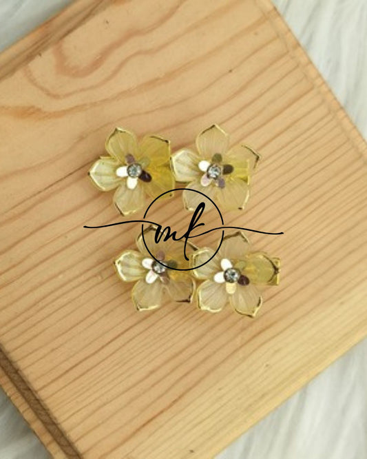 Gold Floral Alligator Clip