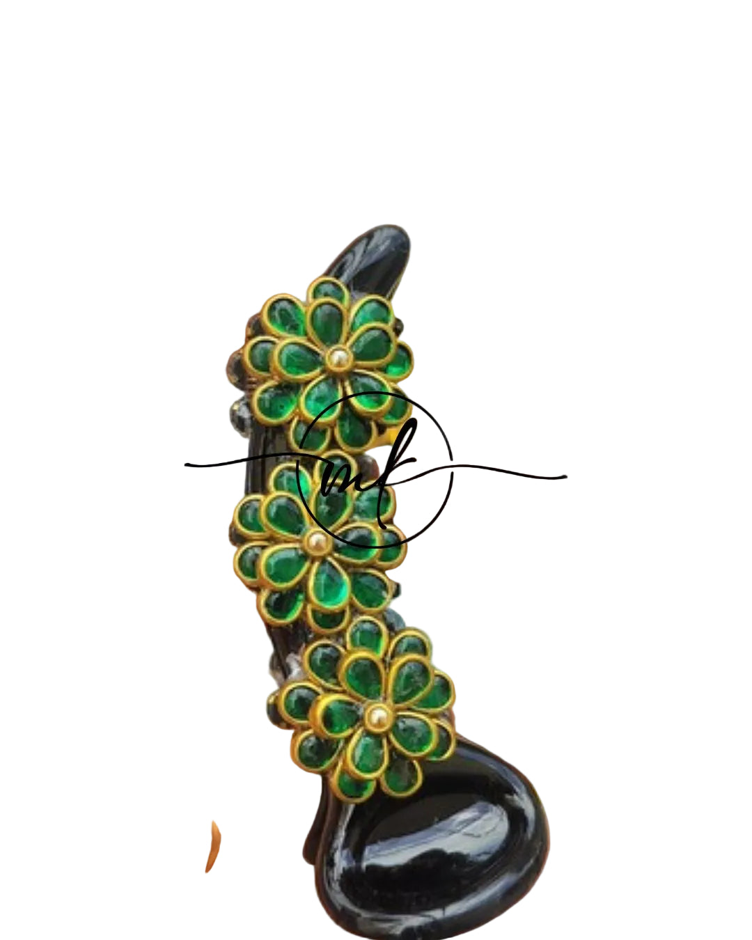 Dark green Kundan Banana clip - V type