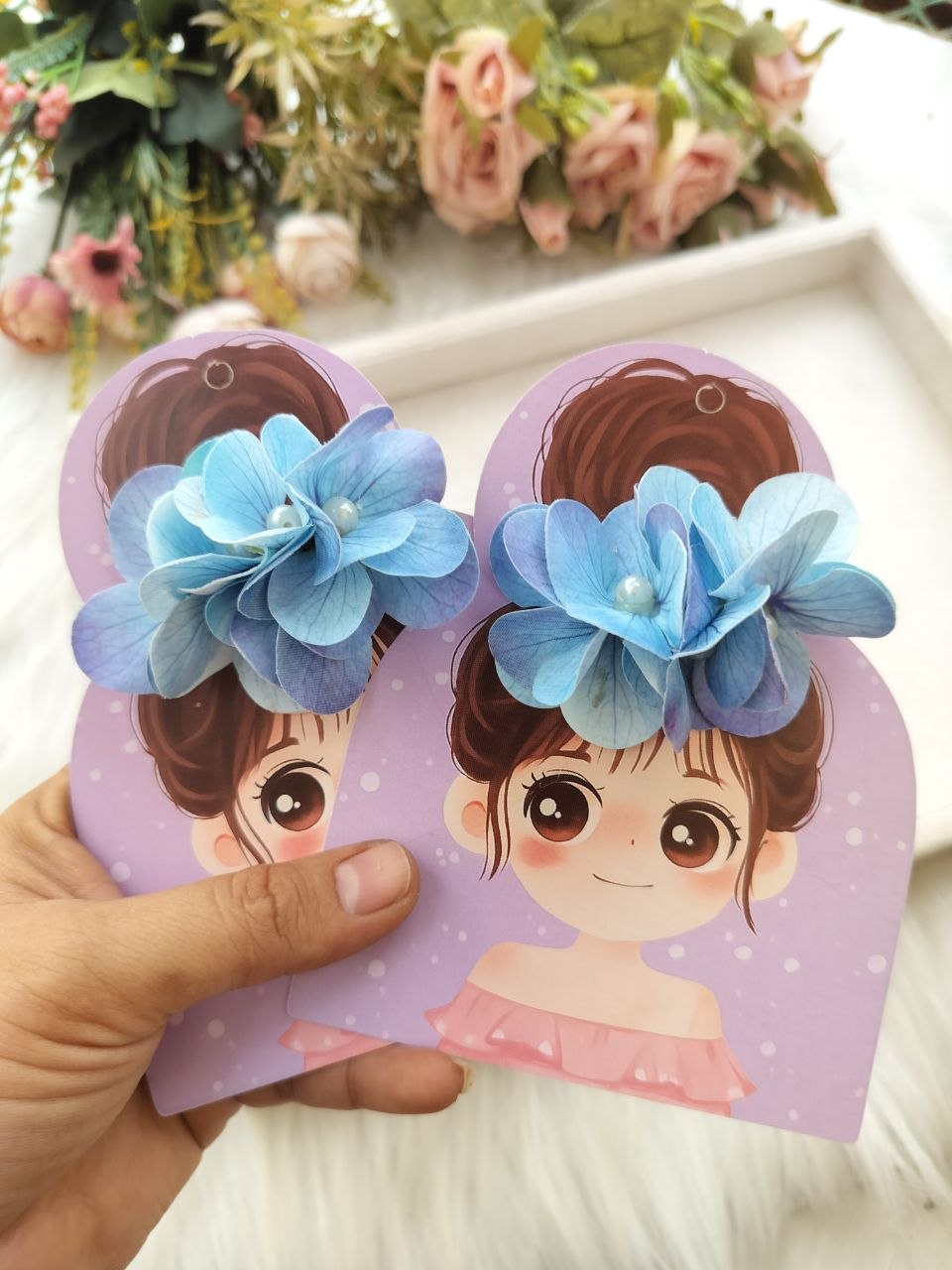 Blue Hydra Aline Floral Alligator clip - 1 piece