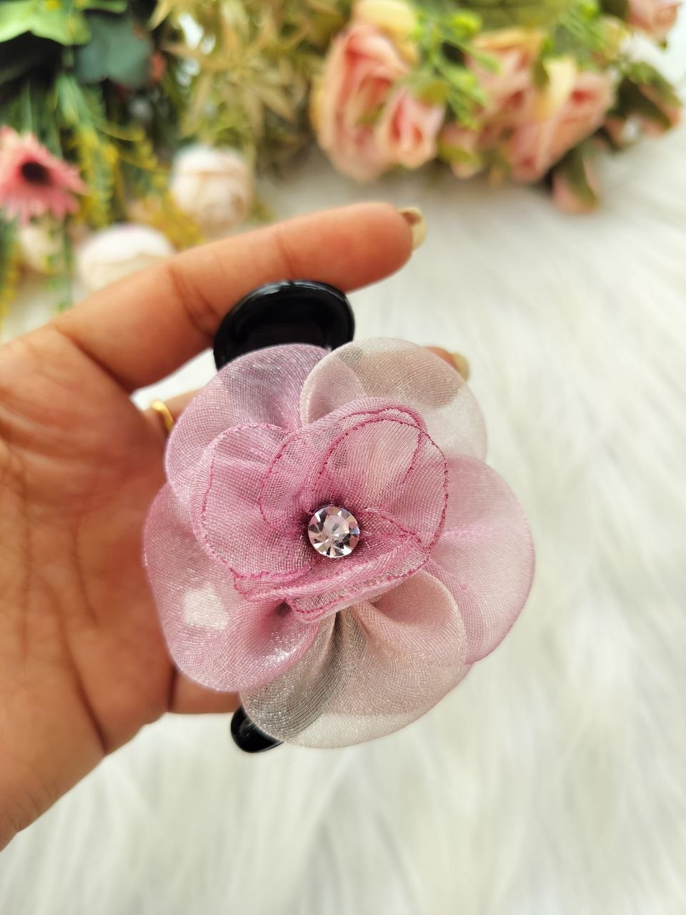 Pink Rose Premium Banana clip - V type