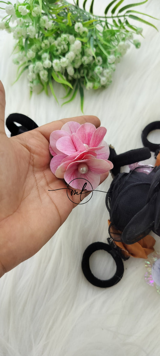 Pink Flower Hair ties