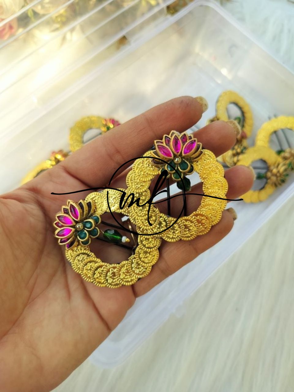 NIRA Pink Lotus Hair Brooch