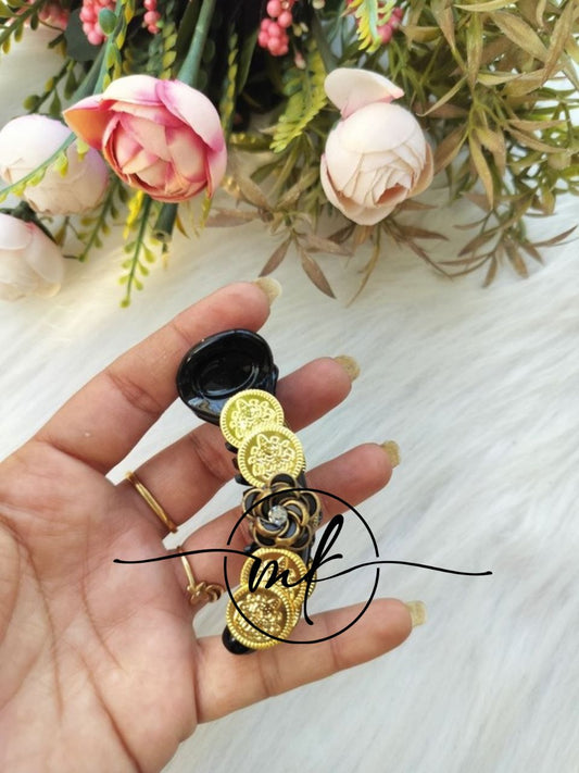 Coin Black Rose Banana clip - V type