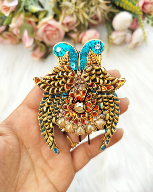 Blue Orange Parrot Hair Brooch - 1 piece