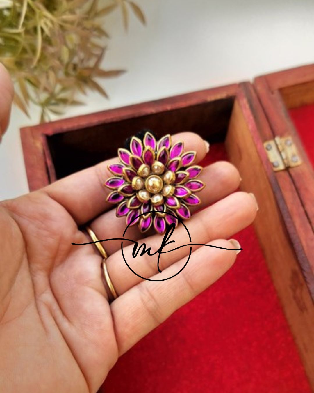 Pink Kundan Hair Ties/Hair Brooch