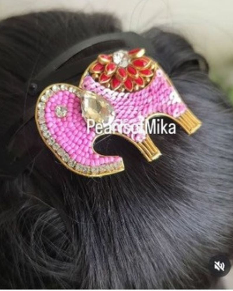 Pink Elephant Hair Brooch