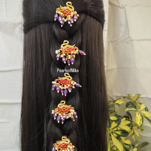 Glorious Red Purple Swan Hair hook