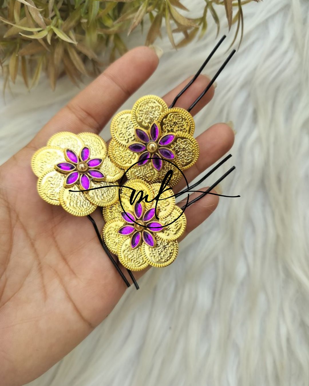 Dot Flower Coin Hair BROOCH