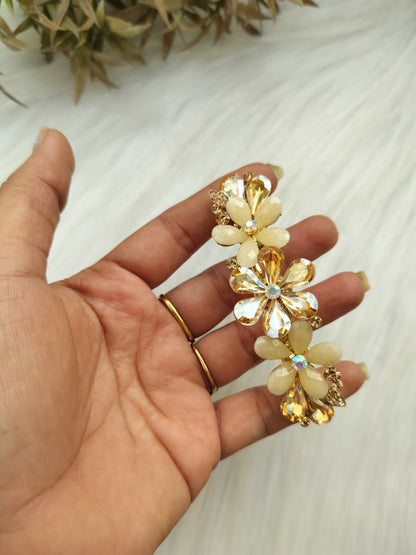Floral Crystal Metal Baratte Clip - Large size