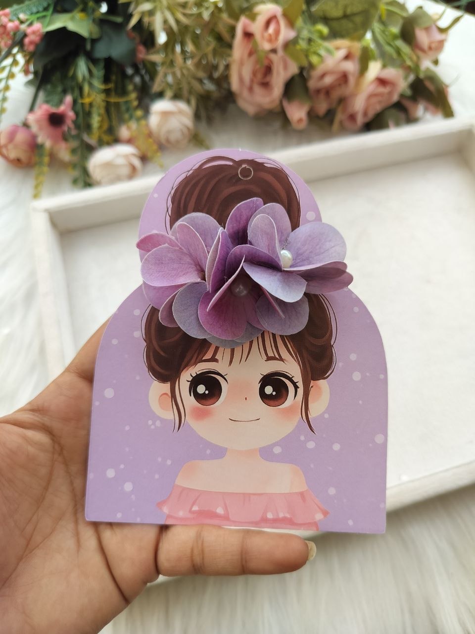 Purple Hydra Aline Floral Alligator clip - 1 piece